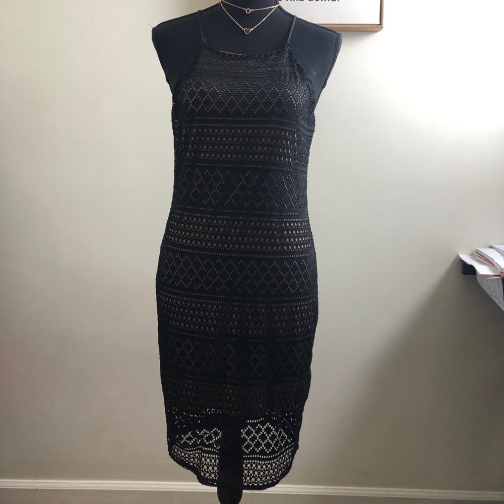 Black Mesh Mini Dress
